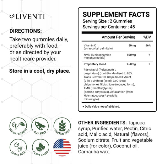 Pure NMN Gummies 1000mg – NAD+ Precursor Blend with Resveratrol, TMG, CoQ10, Quercetin & Vitamin C – Ideal for Energy, Healthy Aging, Daily Wellness, Vitality – Watermelon Lime, 90 Gummies